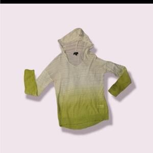 Signature studio two-toned green and ivory hooded sweater woman's Lg